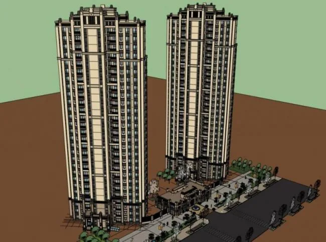 Sketchup Residential Model | High rise Residential Buildings, Classical Style
