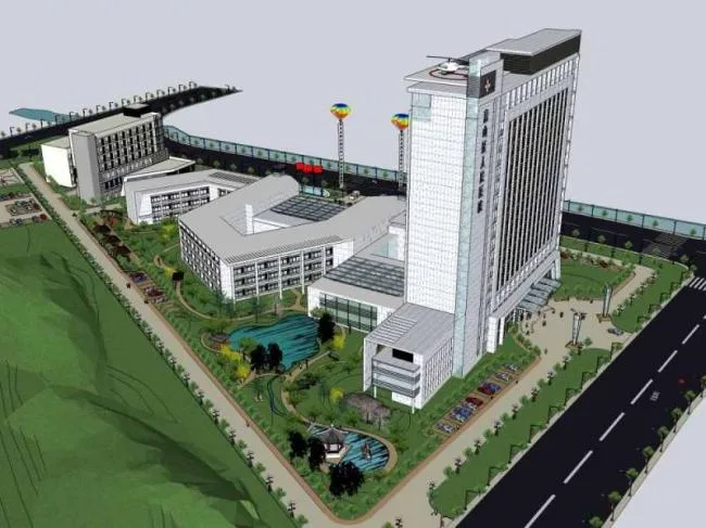 Sketchup Hospital Model | Multi story High rise Hybrid Huishan District People's Hospital, Medical Building, Modern Style