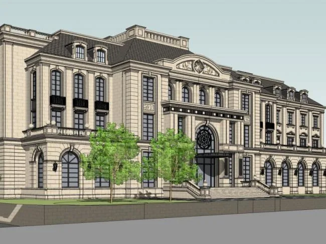 Sketchup Business Model | Multi story Clubhouse, Classical Style