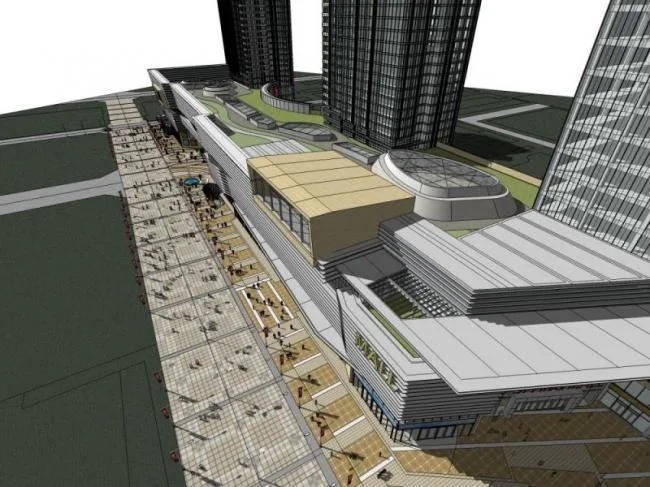 Sketchup Complex Model | Multi story Commercial Complex, Office Building, Residential, Modern Style