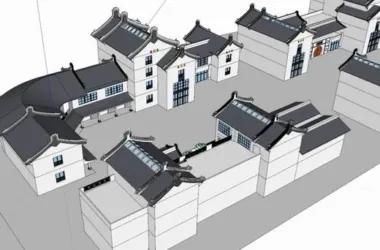 SketchUp Business Model: Multi-Story Commercial Street in Traditional Chinese Style-BIM WORLD