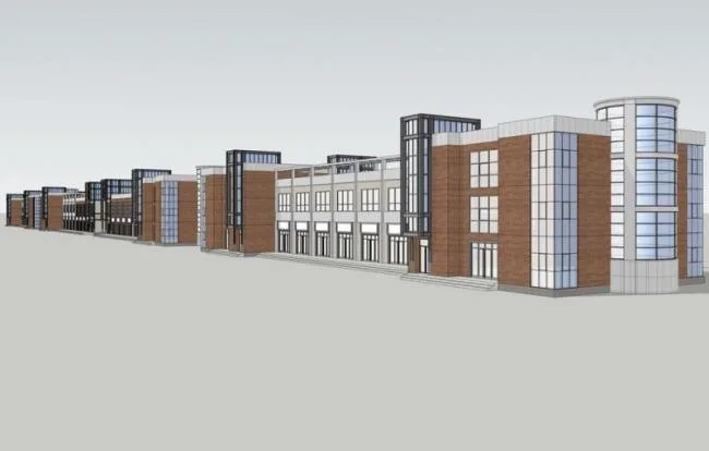SketchUp Business Model: Modern Multi-Story Commercial Street Design