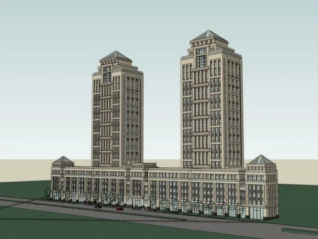 Sketchup Complex Model | Multi story Urban Complex, Residential, Commercial, Classical Style