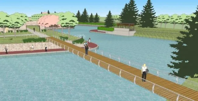 Sketchup Landscape Model | Waterfront Landscape, Modern Style