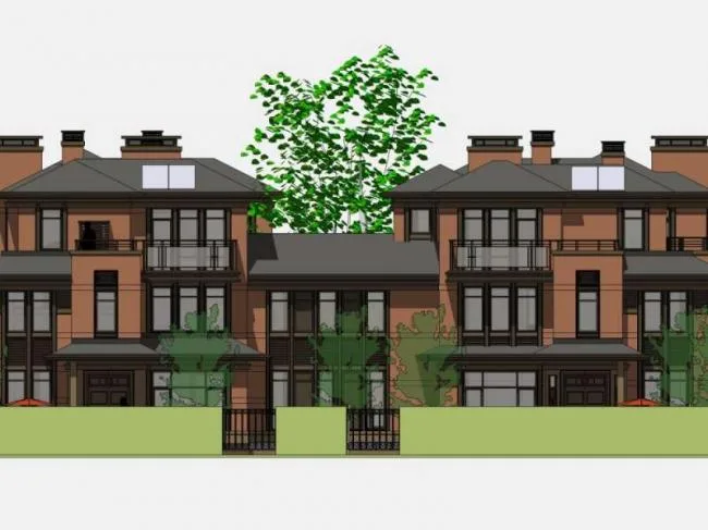 Sketchup Villa Model | Twin Villa, Modern Chinese Style
