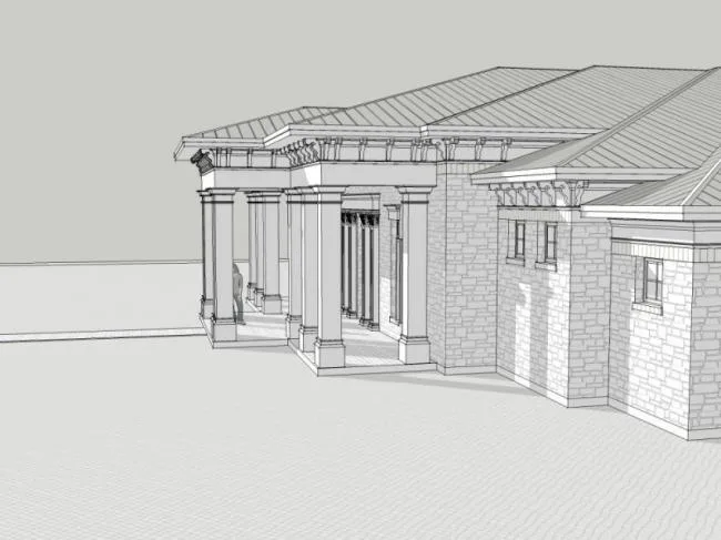 Sketchup Business Model | Low Level Clubhouse, European Style