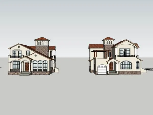 Sketchup Villa Model | Townhouse, Classical Style