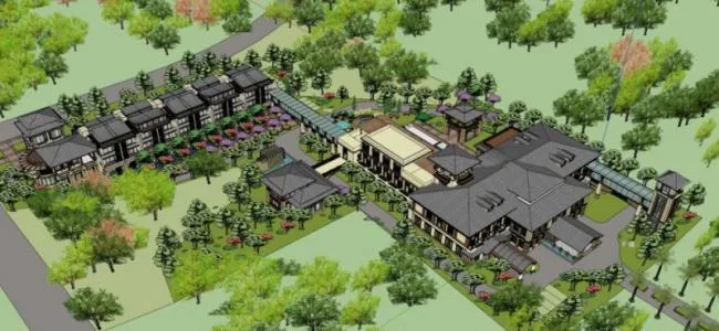 Sketchup Hotel Model | Multi story Hot Spring Hotel, New Chinese Style