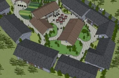 Modern Low-Rise Mountain Lodge Hotel Model in SketchUp-BIM WORLD