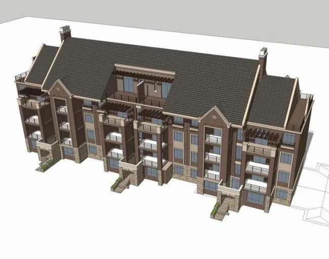 British Classical Stacked Villa Model in SketchUp