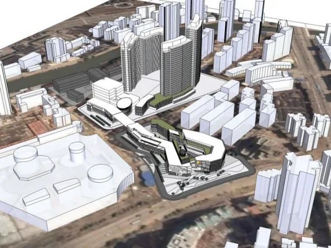 Sketchup Business Model | Multi story Commercial Street, Modern Style