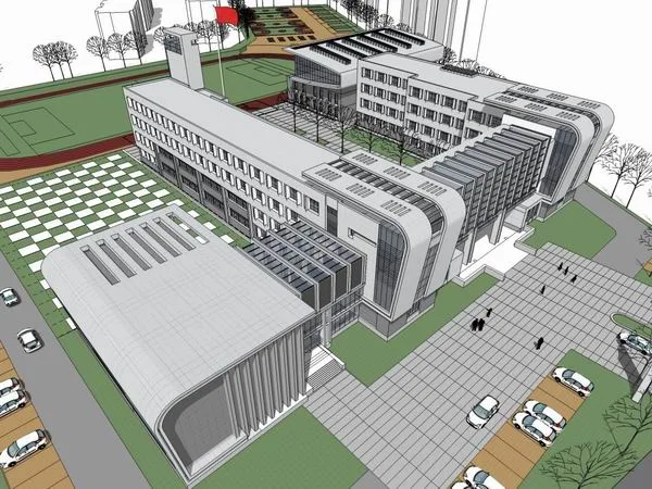 Modern Multi-Story Elementary School Design | SketchUp Campus Architecture Model