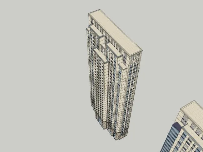 Sketchup Residential Model | Super high-rise residential building, modern style, 33 floors