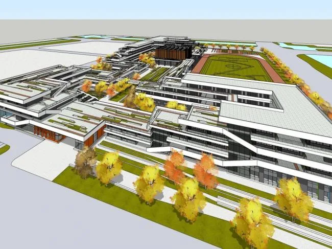 Sketchup School Model | Multi story School, Teaching Building, Campus, Modern Style, Educational Architecture