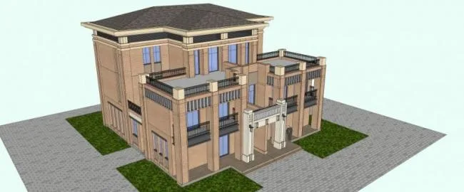 Sketchup Villa Model | Twin Villa, Modern Style