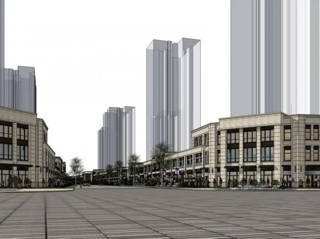 Sketchup Business Model | Multi story Commercial Street, Classical Style