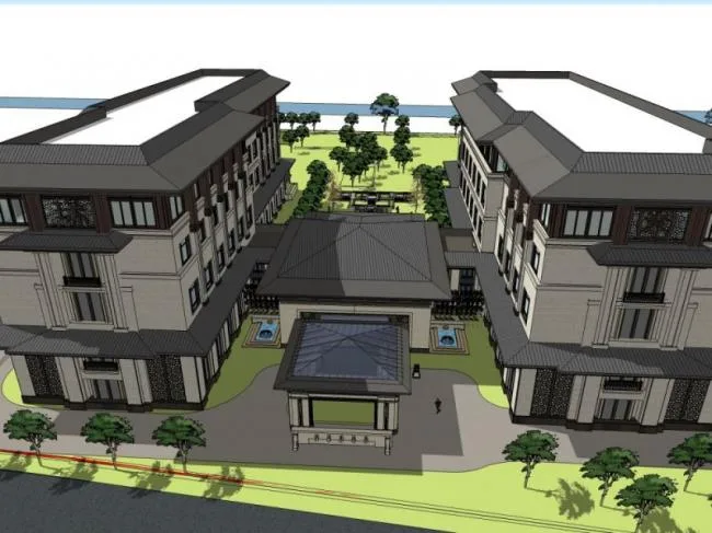 Sketchup Hotel Model | Multi story Hotel, Chinese Style