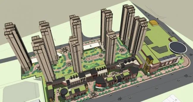 Sketchup Residential Model | High rise residential buildings, ground floor commercial buildings, European classical style commercial and residential buildings