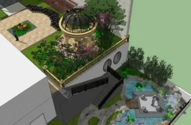 Classical Courtyard Landscape Design in SketchUp-BIM WORLD