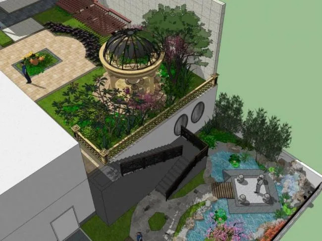Classical Courtyard Landscape Design in SketchUp
