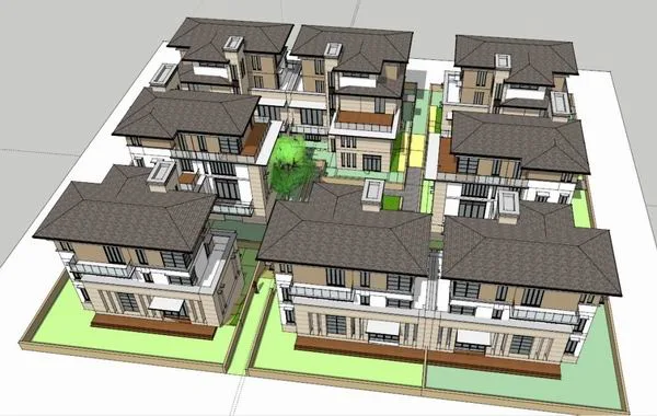 Sketchup Villa Model | Twin Villa, Classical Style