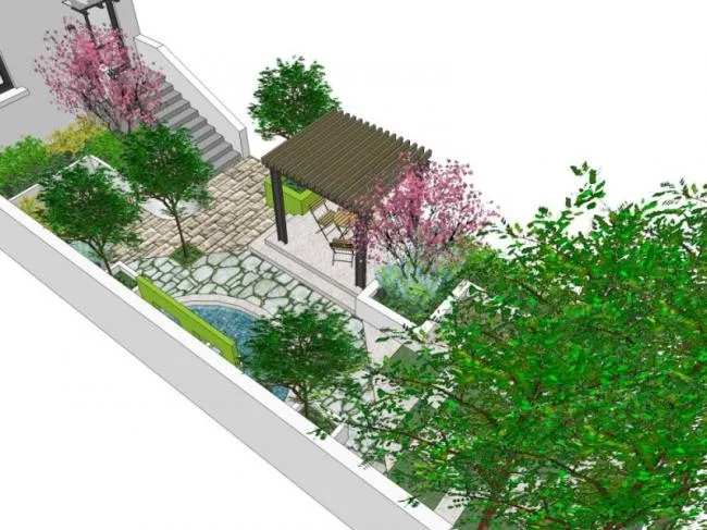 Sketchup Landscape Model | Villa Courtyard Landscape, Modern Style