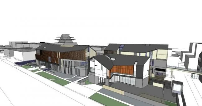 Sketchup Business Model | Multi story Commercial Street, Modern Style