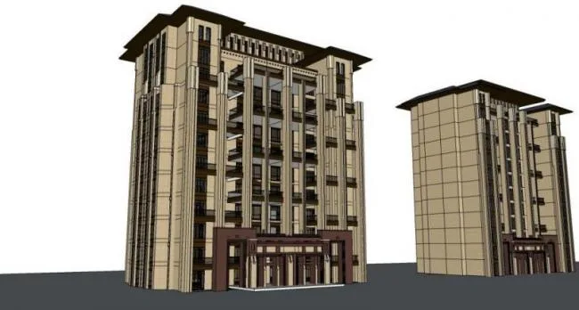 Sketchup Residential Model | Multi story Residence, Flat Floor, Residential Building, Classical Style
