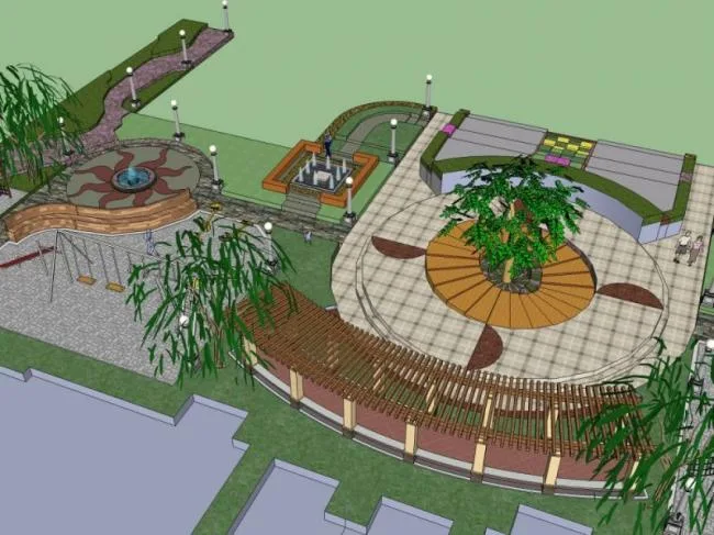 Sketchup Landscape Model | Community Landscape, Residential Landscape, Modern Style
