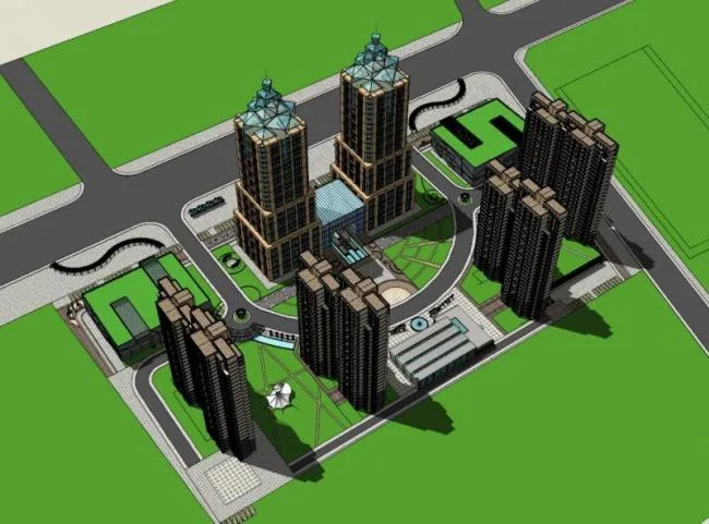 Sketchup Complex Model | Multi story Urban Complex, Modern Style