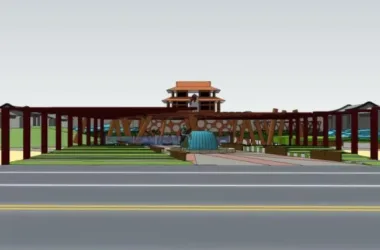 Modern Square Landscape Design in SketchUp-BIM WORLD