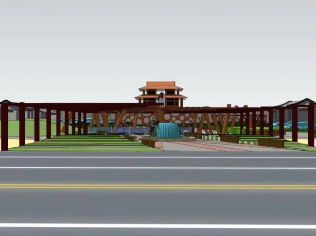 Modern Square Landscape Design in SketchUp