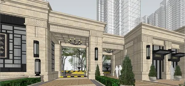 Sketchup Residential Model | Entrance and Ground Floor Commercial, Classical Style
