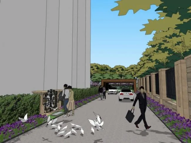Sketchup Landscape Model | Entrance Landscape of the Community, Classical Style
