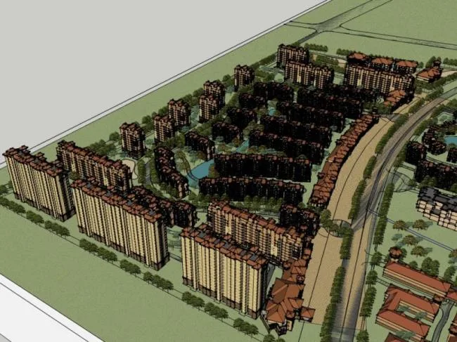 Sketchup Planning Model | Overall Community Planning Map, Classical Style