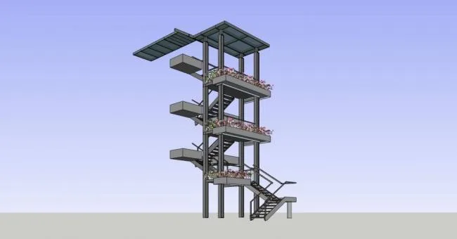 Sketchup Material Model | Building Components, Stairs, Multi story
