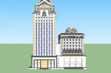 Classical Style High-Rise Hotel Model in SketchUp-BIM WORLD