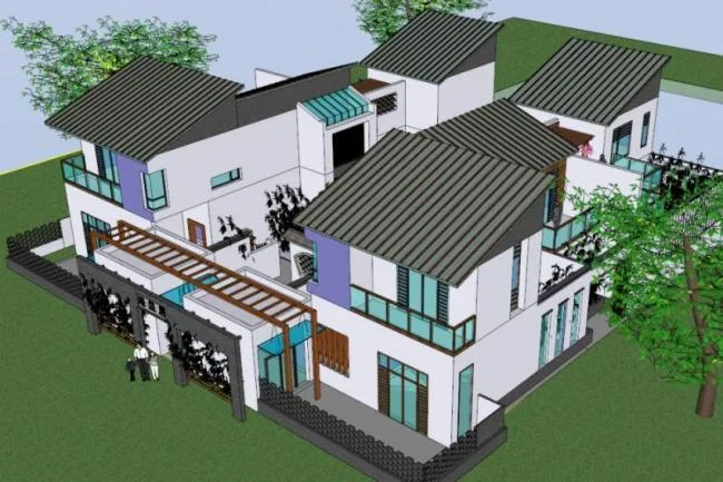 Sketchup Residential Model | Courtyard, Chinese Style