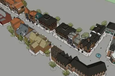 SketchUp Business Model: Multi-Story Commercial Street in British Classical Style-BIM WORLD