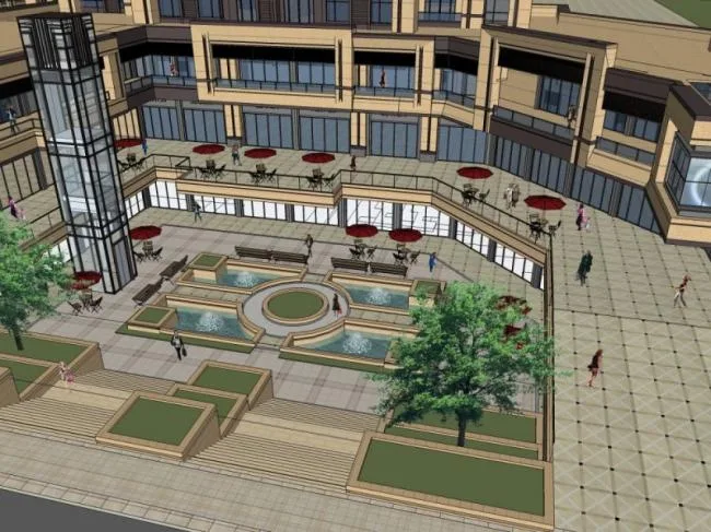 Sketchup Residential Model | Super high-rise residential, ground floor commercial, classical style