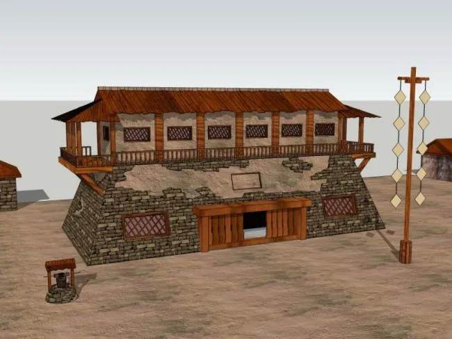 Sketchup Ancient Architecture Model | Multi story Post Station, Chinese Style, Ancient Architecture