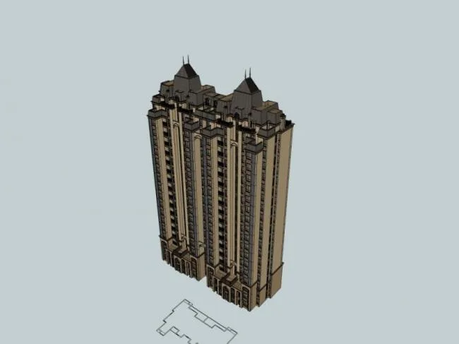 Sketchup Residential Model | High rise Residential Buildings, Classical Style