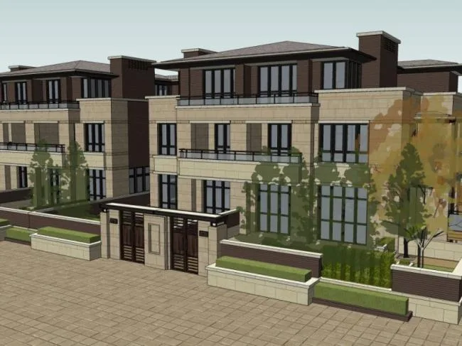Sketchup Villa Model | Multi row Villa, Modern Style