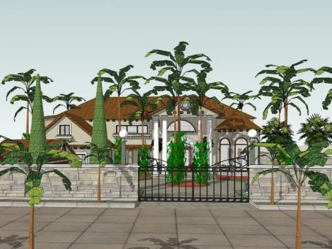 Sketchup Villa Model | Solo Villa, Modern Style