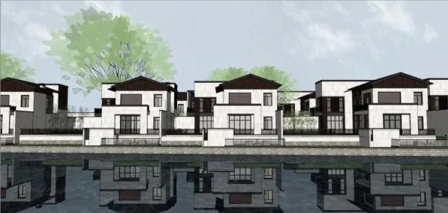 SketchUp Villa Design | Modern Chinese-Style Row Villa