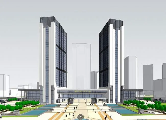 Sketchup Station Road and Bridge | Multi story High rise Mixed Bus Station Railway Station, High rise Office, Modern Style, Transportation Architecture