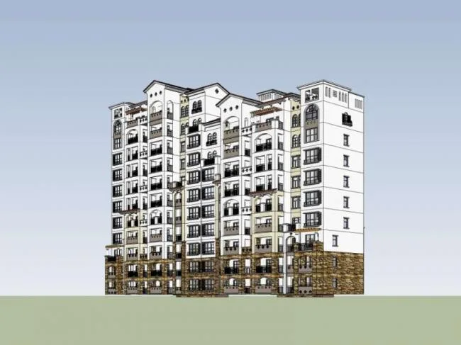 Sketchup Residential Model | High rise Residential Buildings, Classical Style