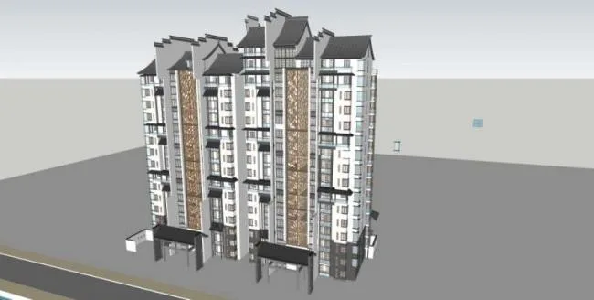 Sketchup Residential Model | High rise Residential Buildings, Chinese Style