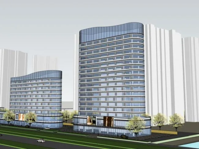 Sketchup Complex Model | Multi story Commercial Complex, Hotel, Office, Modern Style