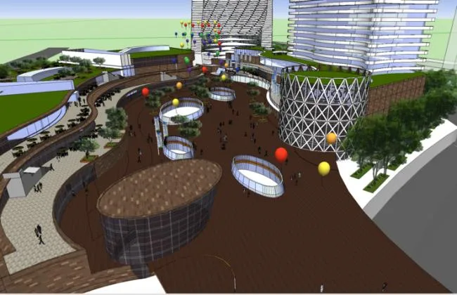 Sketchup Complex Model | A city's railway station square and super high-rise complex, office building, modern style